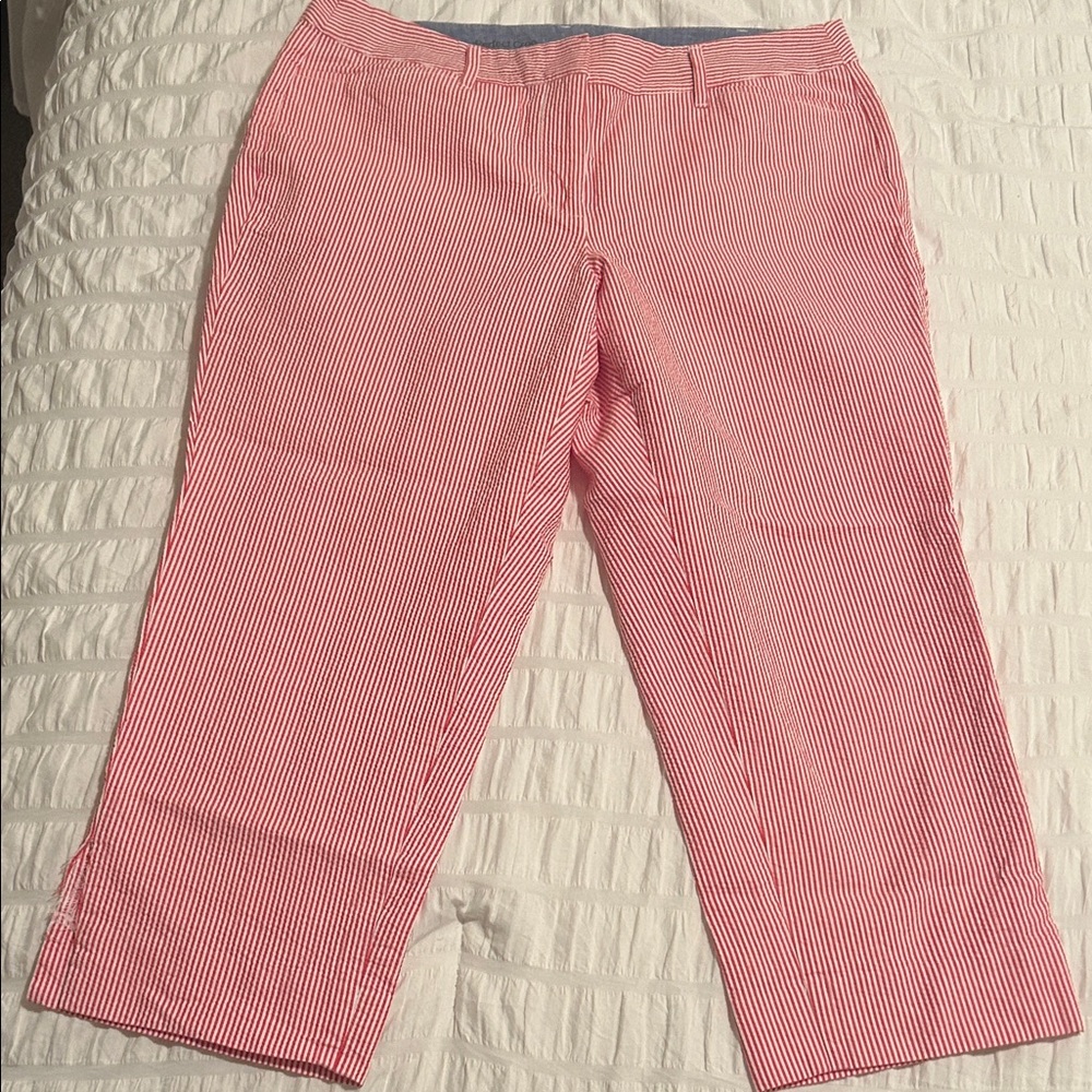 Talbots Red and White Striped Cropped Pants